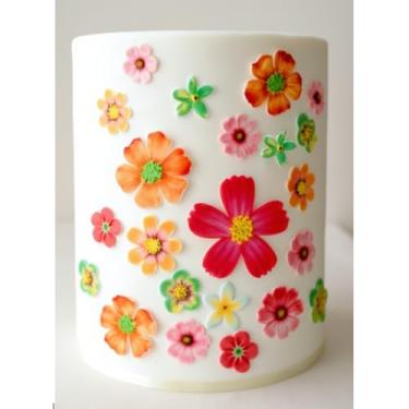 Imagem de 50 peças de topo de flor de bolo comestível topo de cupcake luau festa casamento decoração de bolo wafer arroz papel safári flores (50 peças)