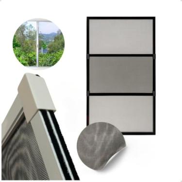 Imagem de Tela Mosquiteira Ajustável para Janelas de Esquadria, Proteção Contra Mosquitos, Moscas e Insetos, Instalação Fácil e Regulável (Preto,50x70)