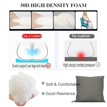 Imagem de Yadlan Almofadas de assento com conjunto de almofadas traseiras móveis de jardim, almofadas de assento impermeáveis ao ar livre para lounge, casa, carro, escritório, sofá, cadeiras azul escuro 61 x 61