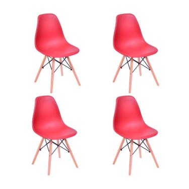 Imagem de Conjunto com 4 Cadeiras DKR Eames Telha e Madeira