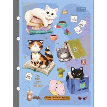 Imagem de Refil Tiliflex para Caderno Argolado Colegial Purrfect Cats 24cm 80 Folhas Tilibra 1564
