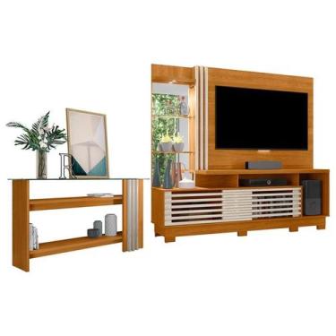 Imagem de Estante Home Theater com Pés e Aparador Frizz Plus Cinamomo Off White 