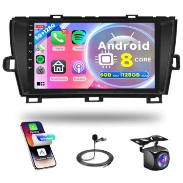 Imagem de Rádio automotivo 8 núcleos 6G + 128G Android 15 para Toyota Prius 2010-2015, Rimoody Car Stereo Carplay Android Auto GPS WiFi, tela sensível ao toque DSP-36 59-UI Bluetooth FM/RDS EQ + câmera de