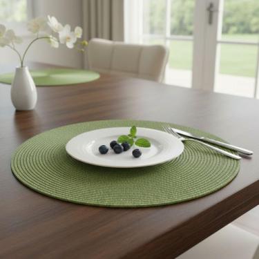 Imagem de Kit 6 Jogo Americano Redondo 38cm Sousplat Para Mesa Posta Elegante Co