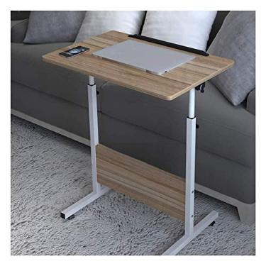 Imagem de Mesa de cabeceira preguiçosa, mesa de colo móvel, portátil, portátil, laptop, mesa, bandeja de carrinho, mesa lateral para cama, sofá, não ocupa espaço para sala de estar e quarto (carvalho antigo 60