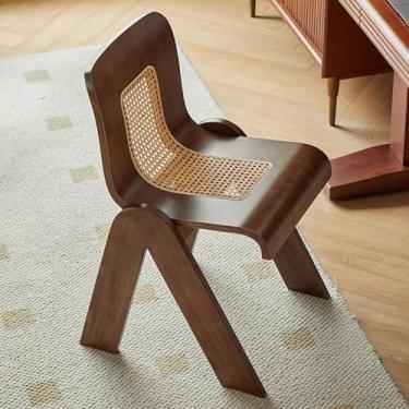 Imagem de AkosOL Cadeiras de jantar retrô de madeira, cadeira lateral modn com encosto, cadeira de leitura de estudo, cadeira de mesa de cozinha para casa, pernas de madeira maciça, nogueira