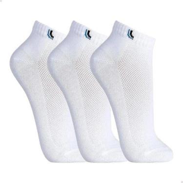 Imagem de Meia adulto lupo walk kit 3 pares cano curto branca original 