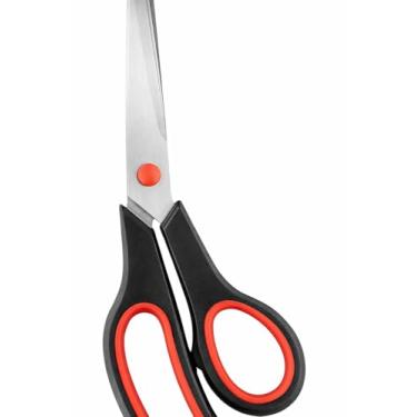 Imagem de Tesoura de Aco Inox 25 cm Cabo Emborrachado Antideslizante para Uso Escolar Escritorio Artesanato e AKT