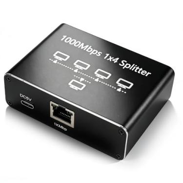 Imagem de EBTOOLS Divisor Gigabit Ethernet 1 a 4, Switch Ethernet RJ45 de Alta Velocidade de 1000 Mbps Com Cabo de Alimentação USB, Hub de Rede Aplicável Ao Cabo Cat5 / 5e / 6/7/8