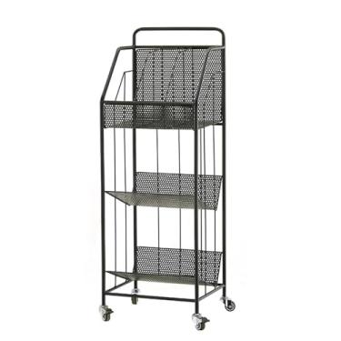 Imagem de Porta-revistas Brochura Suporte de exibição estante de livros, suporte de revistas de metal de chão, suporte de jornal fácil de mover Compartimentos fáceis de montar para sala de estar literatura
