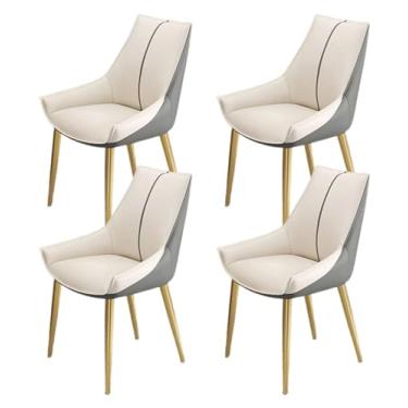 Imagem de Conjunto de 4 cadeiras de jantar modernas, cadeiras de cozinha de couro sintético com pernas e encosto de metal, cadeiras laterais confortáveis para sala de estar, quarto - design de cavalo animal - G