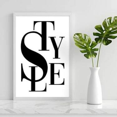 Imagem de Quadro Decorativo Palavra Style 24X18 C/Vidro Madeira Branca