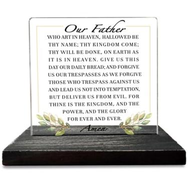 Imagem de akeke Placa De Mesa Com Versículo Bíblico Da Oração Do Pai Nosso Akeke, 12 X 10 Cm, Acrílico E Pinho, Estilo Fazenda Moderno