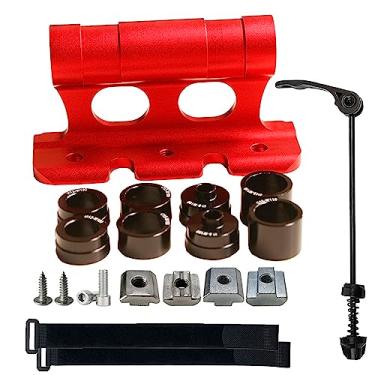 Imagem de Suporte de garfo dianteiro, suporte de liberação rápida, suporte de liga de alumínio para transporte de bicicletas com segurança e facilidade, preto, vermelho, prata, opcional (vermelho)