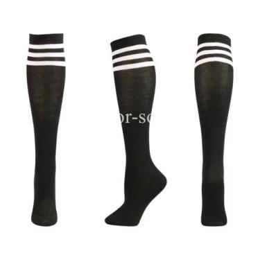 Imagem de Meias De Compressão Masculinas Até O Joelho, Antiderrapantes, Listrada
