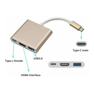 Imagem de ADAPTADOR CABO TIPO C MACHO PARA TYPE C FÊMEA USB 3.0 E HDMI