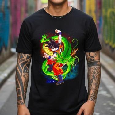 Imagem de Camiseta Dragon Masculina Algodão Estampa Moda Geek Casual Camisa Mang