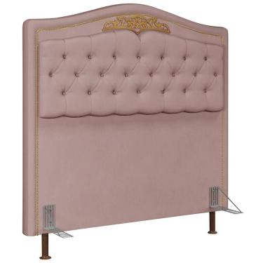 Imagem de Cabeceira Cama Box Casal Queen 160cm com Tachas Imperial Veludo J02 Rosê - Mpozenato