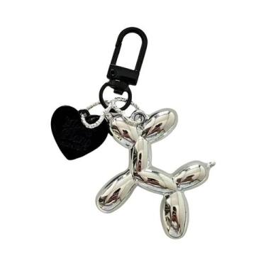 Imagem de Chaveiro Estrela Prateada Com Cachorro Balão De Plástico Para Mulheres