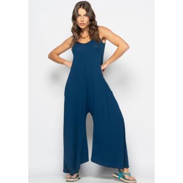 Imagem de Macacão Alcinha Pantalona Malha Marinho Salvatore, Azul marinho, P