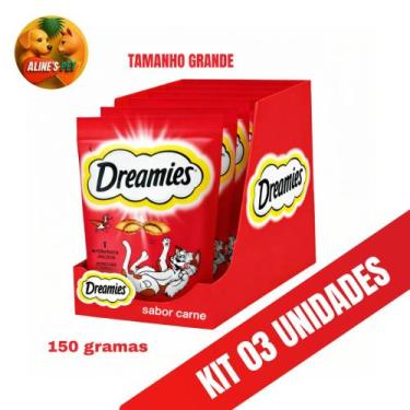 Imagem de DREAMIES Petisco PROMOÇÃO 150g PARA GATO SABOR CARNE KIT 3 UN