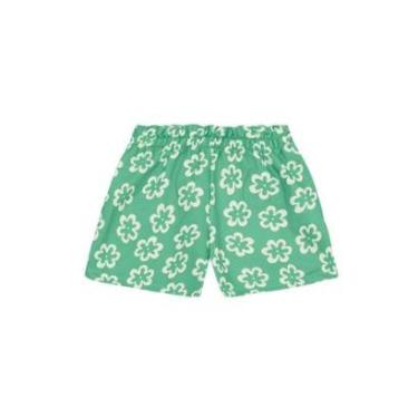 Imagem de Shorts infantil menina em moletinho florido Brandili -Verde-Feminino