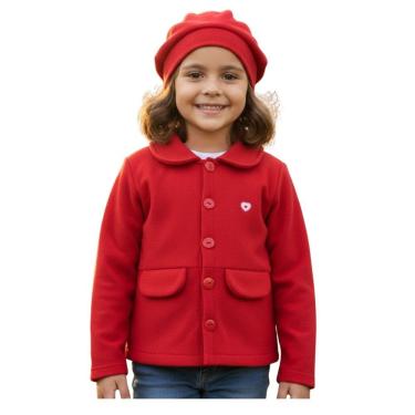 Imagem de Conjunto Casaco Infantil Menina com Gorro Inverno Fofo