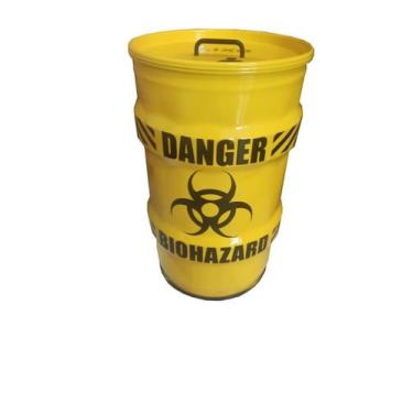 Imagem de Lixeira metalica tambor danger vintage tonel 50lt decorativa - EMPORIO