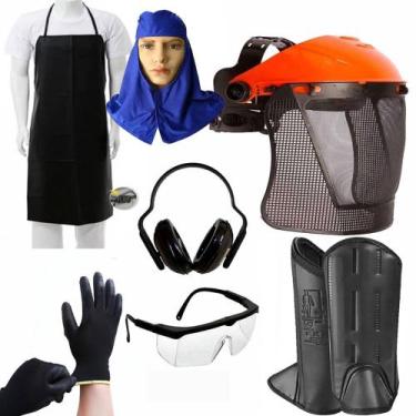 Imagem de Kit De Segurança e Proteção Roçador Jardineiro Epi Com Touca Árabe - L