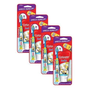 Imagem de Kit 4 Pack Escova de Dente + Creme Dental Infantil Colgate Smiles 100g