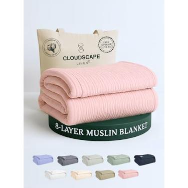 Imagem de CLOUDSCAPE Cobertor de musselina de 8 camadas tamanho Queen para adultos - Cobertor de camada de gaze 100% algodão verão, 233 x 233 cm, serve para cama de casal, pesado, respirável, macio, todas as