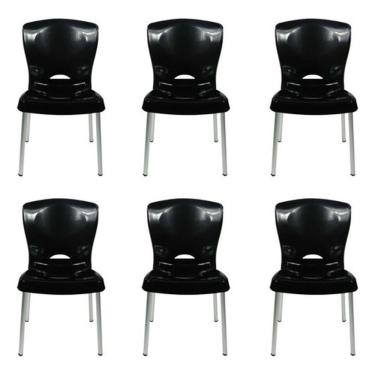 Imagem de Kit 6 Cadeiras Pretas + 4 Vermelhas Estrutura em Plástico Preto Vermelho