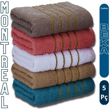 Imagem de Kit 5 Toalhas de Banho Banhão Montreal 5 Peças 100% Algodão 330G-M2 Alta Absorção Liso-...