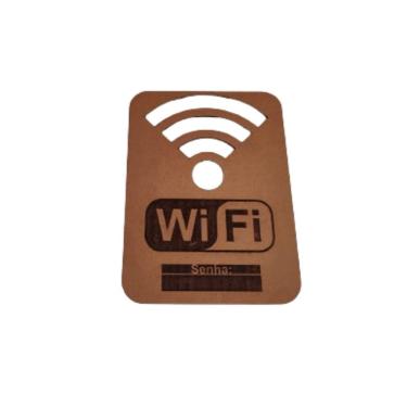Imagem de Placa Decorativa Placa Wi-fi M1 Natural [F031] para Paredes em MDF com Acabamento em La...