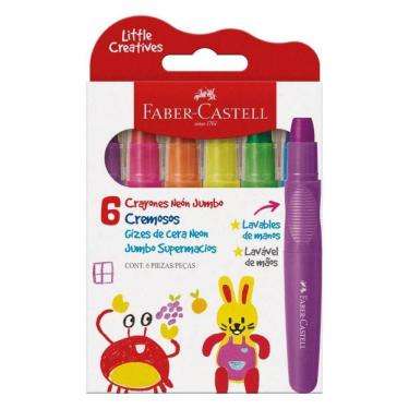 Imagem de Giz de Cera Faber-Castell Jumbo Supermacios Little Creatives Lavável Retrátil com 6 Peç...
