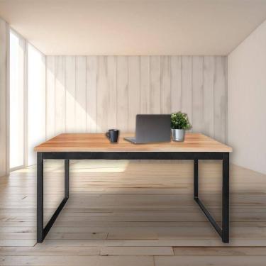 Imagem de Mesa Escrivaninha Retangular Office Industrial Aço 150cm Preto e Canela para Escritório