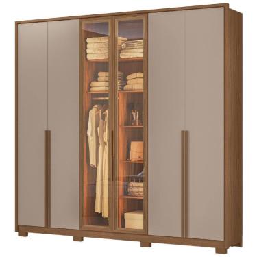 Imagem de Guarda Roupa Casal 6 Portas Vidro Reflecta Com Led 240 cm Atacama Moval