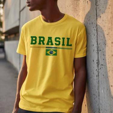 Imagem de Camisa Brasil Casual Basica Algodao Selecao Hexa Premium Copa Unissex 