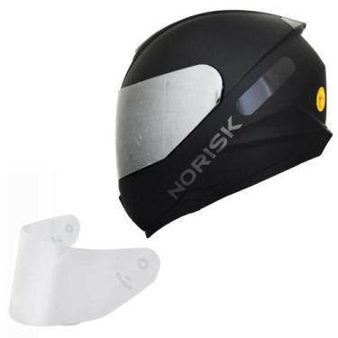 Imagem de Capacete Masculino Norisk Razor Moto Preto Viseira Prata, Preto Fosco,