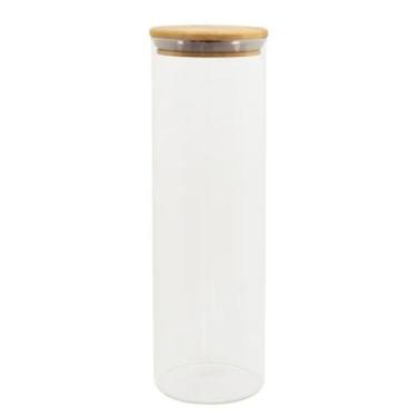 Imagem de Pote Hermético Vidro Tampa De Bambu Natural 30X10cm 2 Litros - IMPORIE