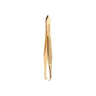 Imagem de Pinça depilação mundial gold dourada reta bc384
