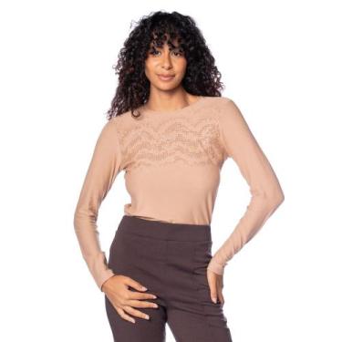 Imagem de Blusa Feminina Endless Manga Longa Marrom Claro, Marrom claro, M