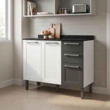 Imagem de Balcão Cozinha em Aço 3 Portas e 2 Gavetas 105cm com Tampo Florença It