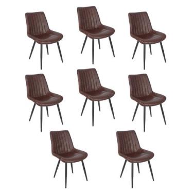 Imagem de Kit 8 cadeiras estofadas design industrial Chicago Marrom Café - Laraz