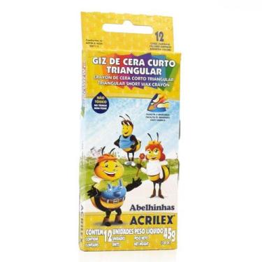 Imagem de Giz de Cera Curto Triangular Acrilex - 12 cores