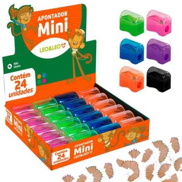 Imagem de Apontador Escolar Com Deposito Mini 24 Un Leo Leo Atacado - Leo&Leo