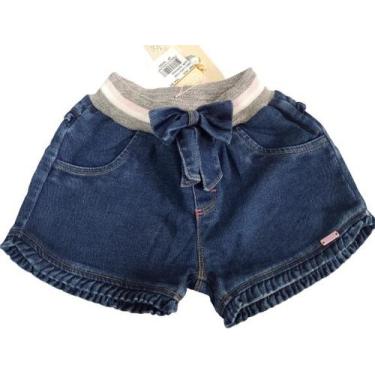 Imagem de Shorts Jeans Luxo Bebê Menina Verão Lessa Kids Elastano 8220, Jeans, P