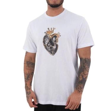 Imagem de Camiseta MCD Coração Dourado WT25 Masculina Branco, GG, Branco