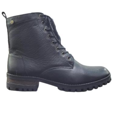 Imagem de Bota Sandia Camillo Coturno Couro Fecho e Cadarço BT-057, Preto, 36