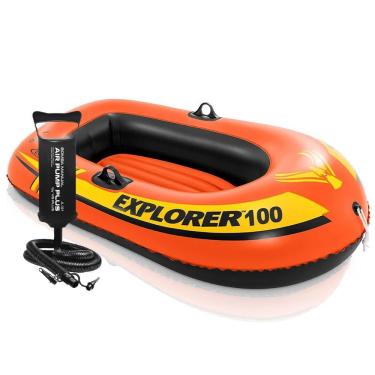Imagem de Barco Bote Inflável Infantil Explorer 100 147cm com Bomba Manual Laranja Intex